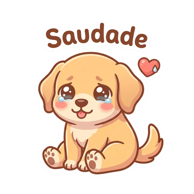 Figurinha de Golden Retriever chibi: Saudade