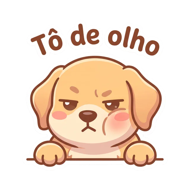 Figurinha de Golden desconfiado com o texto Tô de olho